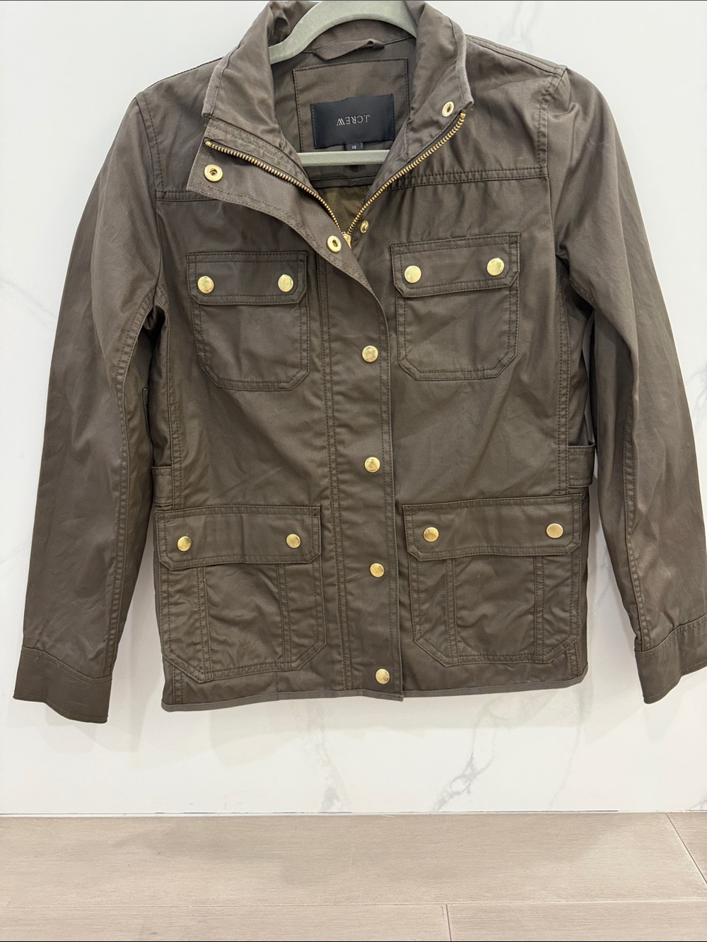 JCrew Women’s Olive Utility Jacket with Gold-Tone Hardware - Size XS